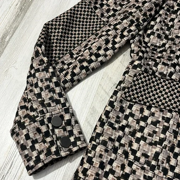 Hilton Hollis Check Squares Black and Tan Snap Jacket Size 10 - Picture 4 of 12